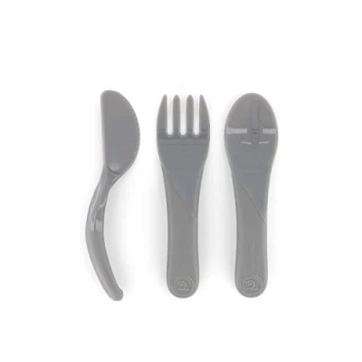 Immagine di Twistshake 78204 Set di Posate per Bambini con manici corti, 6+ Mesi, Grigio