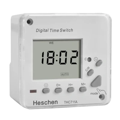 Immagine di Heschen Digital LCD Power settimanale programmabile elettronico Timer Relè Switch, THC711A, 220 240VAC, Indicatore LED, CE