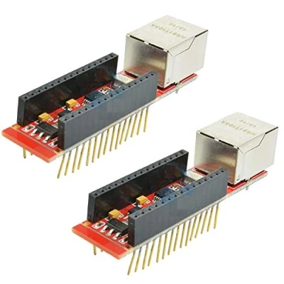 Immagine di TECNOIOT 2pcs ENC28J60 Ethernet Shield HR911105A Nano V3.0 RJ45 Webserver Module