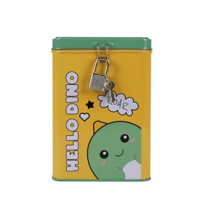 Immagine di I TOTAL® Salvadanaio divertente con lucchetto e chiavi/Portamonete in metallo chiusura (HELLO DINO)