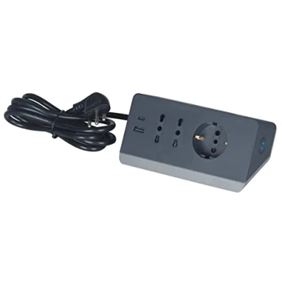 Immagine di BTICINO Ciabatta Multipresa Elettrica 5 Posti, 2 Prese USB 3A, 1 Polivalente Schuko 10/16A e Bipasso 10/16A, da Scrivania con Interruttore Cavo 2m Spina 16A, Robusta Funzionale, Nero