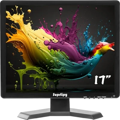 Immagine di Suprlipy 17 Pollice TFT LCD di Sicurezza CCTV Monitor 1280x1024 4:3 Schermo a Colori Supporto HDMI VGA AV BNC Porte USB con Telecomando Built in Speakers per la Casa