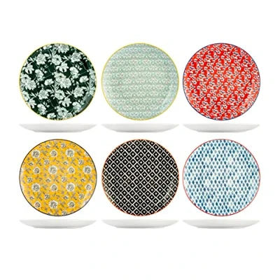 Immagine di H&amp;h set 6 piatti piani colourful assortiti cm27