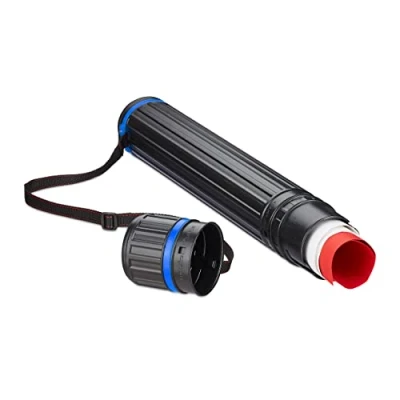 Immagine di Relaxdays Tubo Portadisegni, Formato max. A0, Cintura Regolabile, Tappo a Vite, Altezza 64 100 cm, in Plastica, Nero Blu, 1 Pezzo