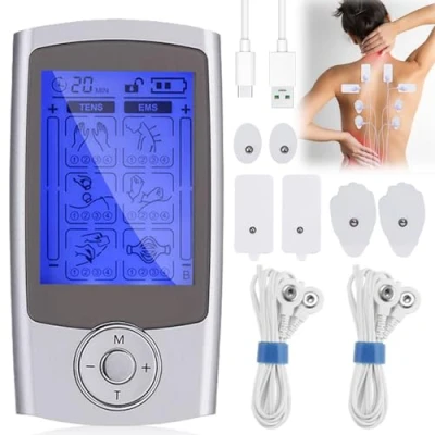 Immagine di TENS EMS electrostimolatore muscolare, Apparecchio per terapia del dolore ricaricabile electrostimolazione dispositivo di con 24 programmi allenamento e 2 canali