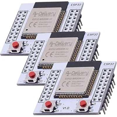 Immagine di AZDelivery 3 x ESP 32 Modulo WIFI con Piastra Adattatore gratuita compatibile Arduino E Raspberry Pi incluso un Book!