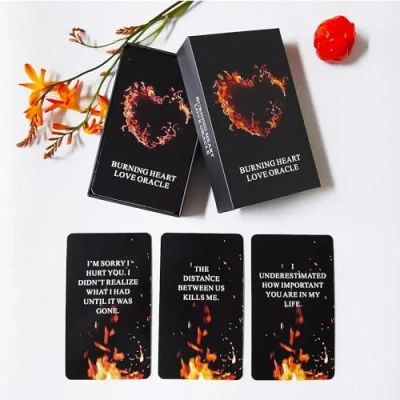 Immagine di LIGHTOF JUSTICE Burning Heart Love Oracle Cards Deck, Twin Flame Cards, Deck ti aiuta a comprendere ciò che la persona sta pensando o cercando di comunicare con te