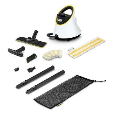Immagine di Kärcher SC 2 Deluxe EasyFix Pulitore a vapore VERSIONE BIANCA Serbatoio 1 l, Pressione del 3,2 bar, Tempo di riscaldamento 6,5 min, Potenza 1.500 W. Incl. Kit per pulizia dei pavimenti