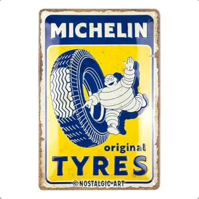 Immagine di Nostalgic Art Targa retrò, 20 x 30 cm, Michelin Original Tyres Idee regalo per amanti di motore, in metallo, design vintage