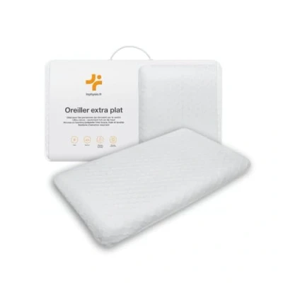 Immagine di Inphysio® cuscino piatto L, cervicale ergonomico, in memory foam, piatto, antidolorifico per il collo, rivestimento bambù, antiacaro, ipoallergenico, 58 x 38 7 cm