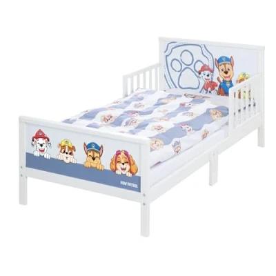 Immagine di roba Letto per Bambini a Tema Paw Patrol 70 x 140 cm Rete Doghe e Biancheria da Incluse Sponde Laterali 0 7 Anni Materiali Certificati Sicuri Legno Laccato Bianco
