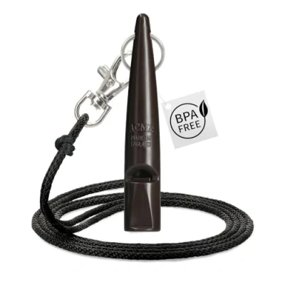 Immagine di ACME Fischietto per cani N. 211,5 Originale dall‘Inghilterra Ideale addestramento Materiale resistente Frequenza standard Suono forte e ad ampio raggio (marrone cioccolato / con cordino)