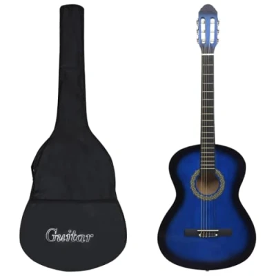 Immagine di vidaXL Chitarra Classica per Principianti con Custodia Blu 4/4 39&quot;