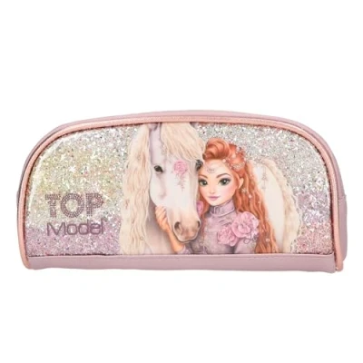 Immagine di Depesche Schlampertasche 13294 TOPModel Viva Violet Viola con Motivo di Modella, Cavallo e Glitter, Astuccio Chiusura a Cerniera, Multicolore, One Size