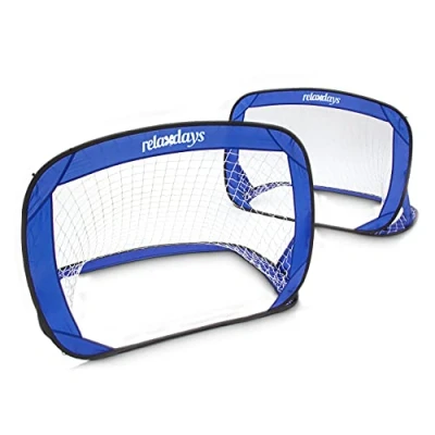Immagine di Relaxdays Set da 2 Mini Porte Pop Up Calcio, HLP: 80 x 120 cm, Apertura Rapida, Accessori Sport, Blu