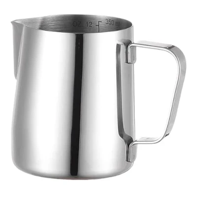 Immagine di VIER Caraffa Latte Barista Capacità 350 ml Acciaio Inox 304, con Marchio di Misurazione (Once e ml) Cafe per Cappuccino, Espresso, Art.