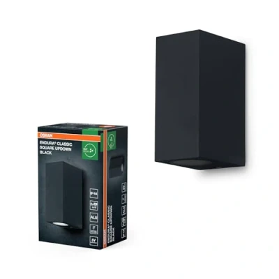 Immagine di OSRAM ENDURA Classic Square Updown applique da esterno, colore nero, attacco GU10 (max 35W), compatibile con lampada normale o smart, tipo up/down, grado di protezione IP44