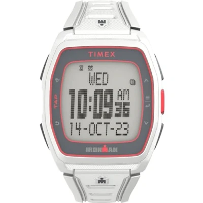 Immagine di Timex Orologio unisex Ironman T300 da 42 mm, cinturino in silicone bianco, quadrante digitale, cassa bianca TW5M62500