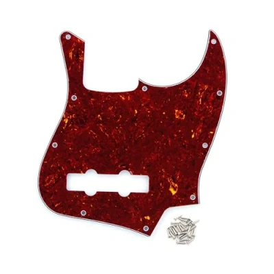 Immagine di FLEOR Battipenna per basso jazz a 10 fori Piastra antigraffio 4 STi senza tacca truss rod modello standard corde, guscio di tartaruga rosso