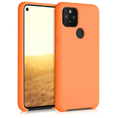 Immagine di kwmobile Cover per Google Pixel 5 Custodia Back Case Smartphone in Silicone TPU Protezione Gommata arancia fruttata