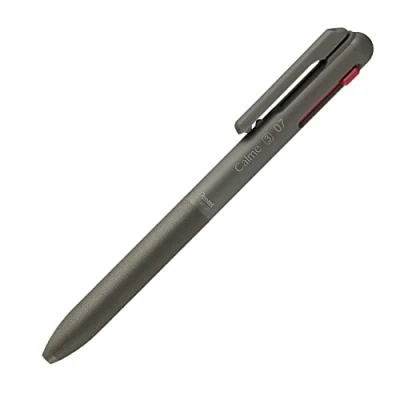 Immagine di Pentel BXAC37D Calme Penna a sfera 3 colori, suono scatto, impugnatura in pelle, ricaricabile, 0,7 mm = spessore del tratto 0,35 mm, nero/rosso/blu, 1 pezzo