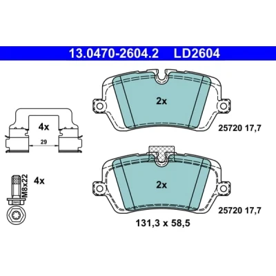 Immagine di ATE 13.0470 2604.2 Kit pastiglie freno Predisposto per contatto segnalazione usura, senza usura con accessori