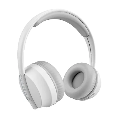 Immagine di Music Hero Cuffie wireless FLOXY 2.0 con microfono, regolabili, fino a 20 ore di autonomia per musica e chiamate, cavo ricarica USB C incluso, bianco