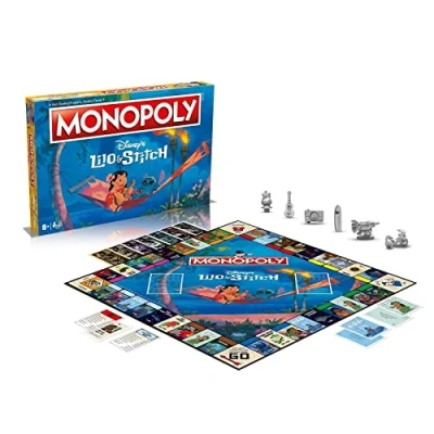 Immagine di Winning Moves gioco da tavolo Monopoly di Lilo e Stitch, intraprendi un viaggio fuori dal mondo con Lilo, Nani, Jumba molti altri, fantastico Disney per famiglie dagli 8 anni in su