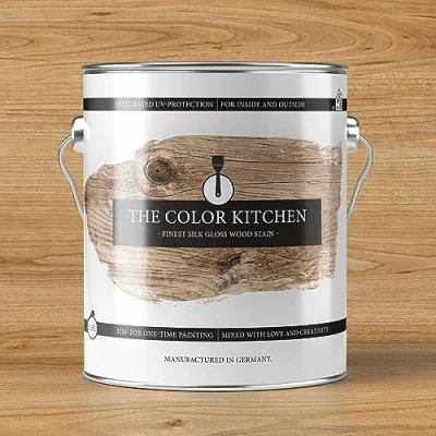 Immagine di A.S. Création THE COLOR KITCHEN mordente per legno resistente alle intemperie interni ed esterni, colore pino, semilucido una protezione ottimale del legno, 2,5 L 35 m² di superficie.