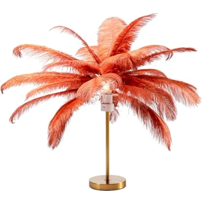 Immagine di KARE Design lampada da tavolo Feather Palm, oro/arancione scuro, abat jour, comodino, stile boho, elegante, lussuosa, esotico, 60x50x50cm (A/L/P), lampadina non inclusa
