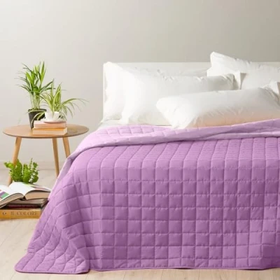 Immagine di Caleffi Copriletto Trapuntato Primaverile per letto Singolo MODERN colore Orchidea Tinta Unita in Microfibra