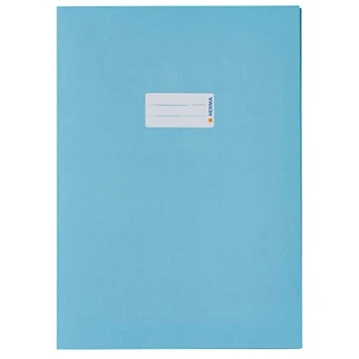 Immagine di HERMA 7066 copertine per quaderni, formato A4, in carta azzurro, 10 pezzi, con campo scrivere estremamente resistente e colori intensi, set di quaderni scolastici, colorati