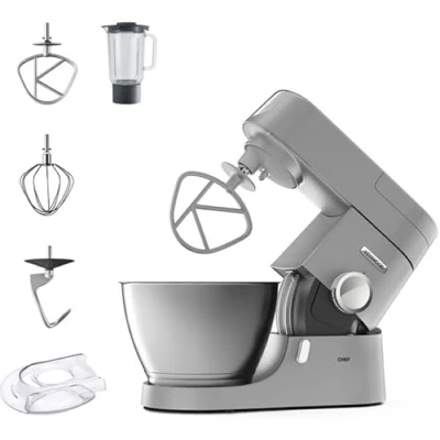 Immagine di Kenwood KVC3110S Impastatrice Planetaria Chef con Ciotola da 4,6 Litri, 3 ganci di miscelazione + Frullatore 1,5L, Regolazione elettronica della velocità e Pulse, Potenza 1000watt, Acciaio, Argento