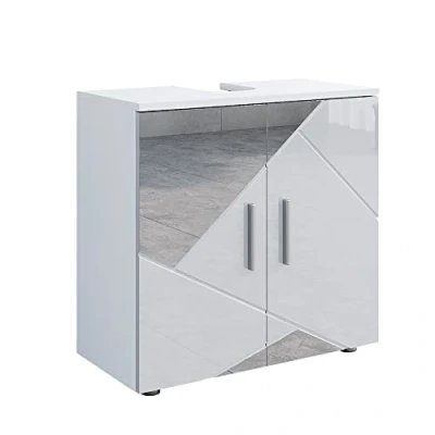 Immagine di Vicco Mobile sottolavabo per bagno Irma, Bianco lucido con inserti, 60 x 59 cm