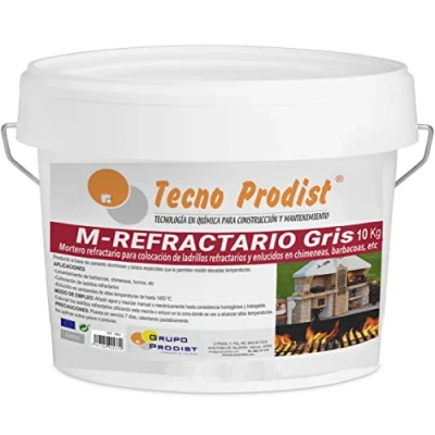 Immagine di M REFRATTARIO GREY di Tecno Prodist (10 kg) Malta refrattaria speciale per mattoni refrattari e intonaci in ambienti che raggiungono alte temperature, barbecue, forni, ecc.
