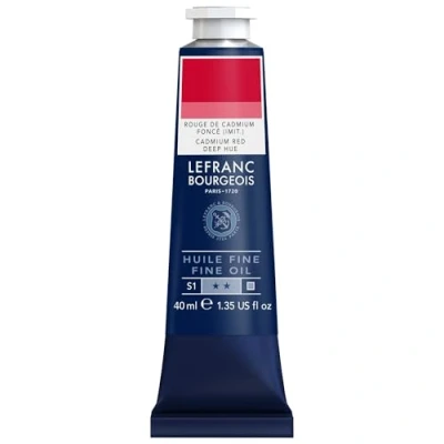 Immagine di Lefranc Bourgeois 301765 pittura a olio pregiata di ottima qualità, resistente alla luce e consistenza uniforme, tubo da 40 ml, ideale per telai, tele, tavole Rosso Cadmio Profondo