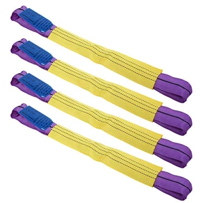 Immagine di 4 cinghie a cricchetto, set di cricchetto per legare le sicurezza rimorchi e cerchi in lega fissaggio 5 tonnellate giallo/viola