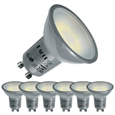 Immagine di EACLL Lampadine LED GU10 4.5W Equivalente a Alogena 50W, Pacco da 6, 345lm Luce Bianca Fredda 6000K, Faretti AC 230V senza Sfarfallio, Angolo Fascio 120 Spot, Non Dimmerabile Lampade Riflettore