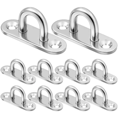 Immagine di PUERHUACI 10 Pezzi Placca Occhiello,Ganci e Occhiello M6,Piastra con in Acciaio Inox,Ganci da Muro Inox per Oggetti Appesi, Tende Sole, Piastre di Copertura