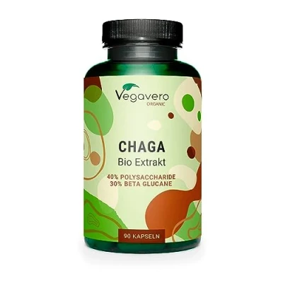 Immagine di CHAGA BIO Vegavero® 6000 mg (10:1) Fungo Inonotus Obliquus con 40% di Polisaccaridi e 30% Beta Glucani 90 capsule Vegan
