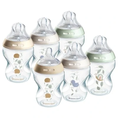 Immagine di Tommee Tippee Biberon Closer to Nature, Tettarella Simile al Seno con Valvola Anticolica, 260ml, Confezione da 6, Multicolore
