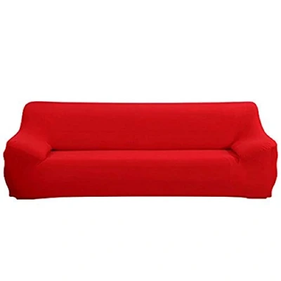 Immagine di ele ELEOPTION Copridivano, Copridivano Elasticizzato, in Poliestere, Morbido Antiscivolo Tessuto Spandex, Rosso, 4 Posto (Lunghezza Divano 220 300cm)