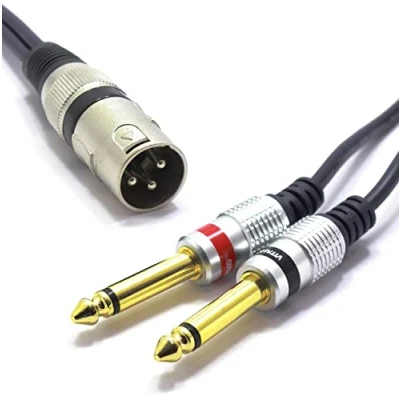Immagine di VITALCO Cavo XLR Maschio a 2x RCA 5m Adattatore 3 pin Doppio Connettore per Microfono Y Splitter