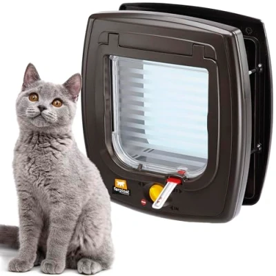 Immagine di Ferplast Swing 7 Magnetic Gattaiola Cani e Gatti Tag Collare Magnetico 4 modalità Chiusura Sistema Antivento Ammortizzatore Anti Oscillazione Indicatore Direzione Marrone