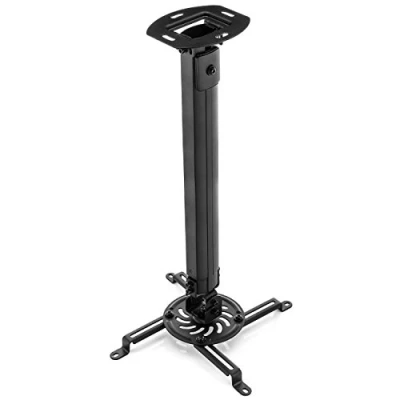 Immagine di deleyCON Supporto per Videoproiettore Universale da Soffitto Inclinabile di +/ 15 Girevole a 360 Portata 13,5Kg Regolabile in Altezza 545mm 900mm Nero