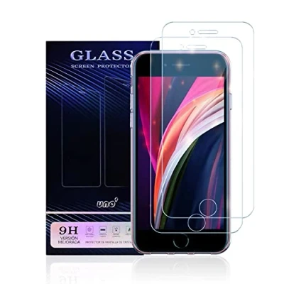 Immagine di UNO &#039; 2 pellicole proteggi schermo per iPhone 7 e 8, antigraffio, anti impronte, senza bolle, 9H, resistenti agli urti, in vetro temperato ultra resistente 3D trasparente.