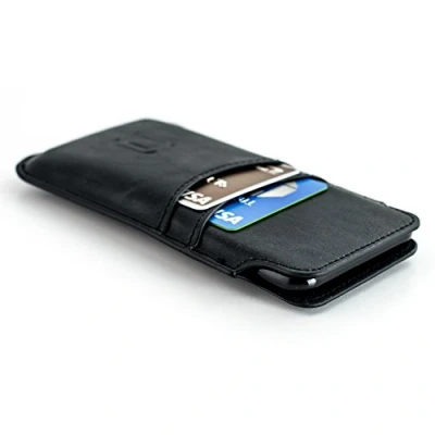 Immagine di Dockem Provincial Custodia a Portafoglio per iPhone Pro Max e Plus: 15/14/13/12/11 Max, 15/14 Plus, XS 8/7/6 in Pelle Sintetica con 2 Slot Carte di Credito (Nero)