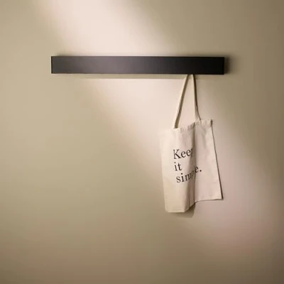 Immagine di design Amburgo Appendiabiti da parete I Attaccapanni muro ingresso Accessori d&#039;ingresso Appendi abiti per con ganci nascosti in metallo Nero 80 cm