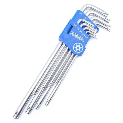 Immagine di HemBorta® Chiavi Torx di Sicurezza 9PZ Set Extra Lunghe a Brugola, Estremità Cava T10 T50 Lunga, Stella Prova Manomissione T10, T15, T20, T25, T27, T30, T40, T45 e