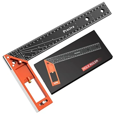 Immagine di Squadra Multiuso, Preciva Righello Combinato Multifunzionale 300mm per Misurare, Disegnare Falegname